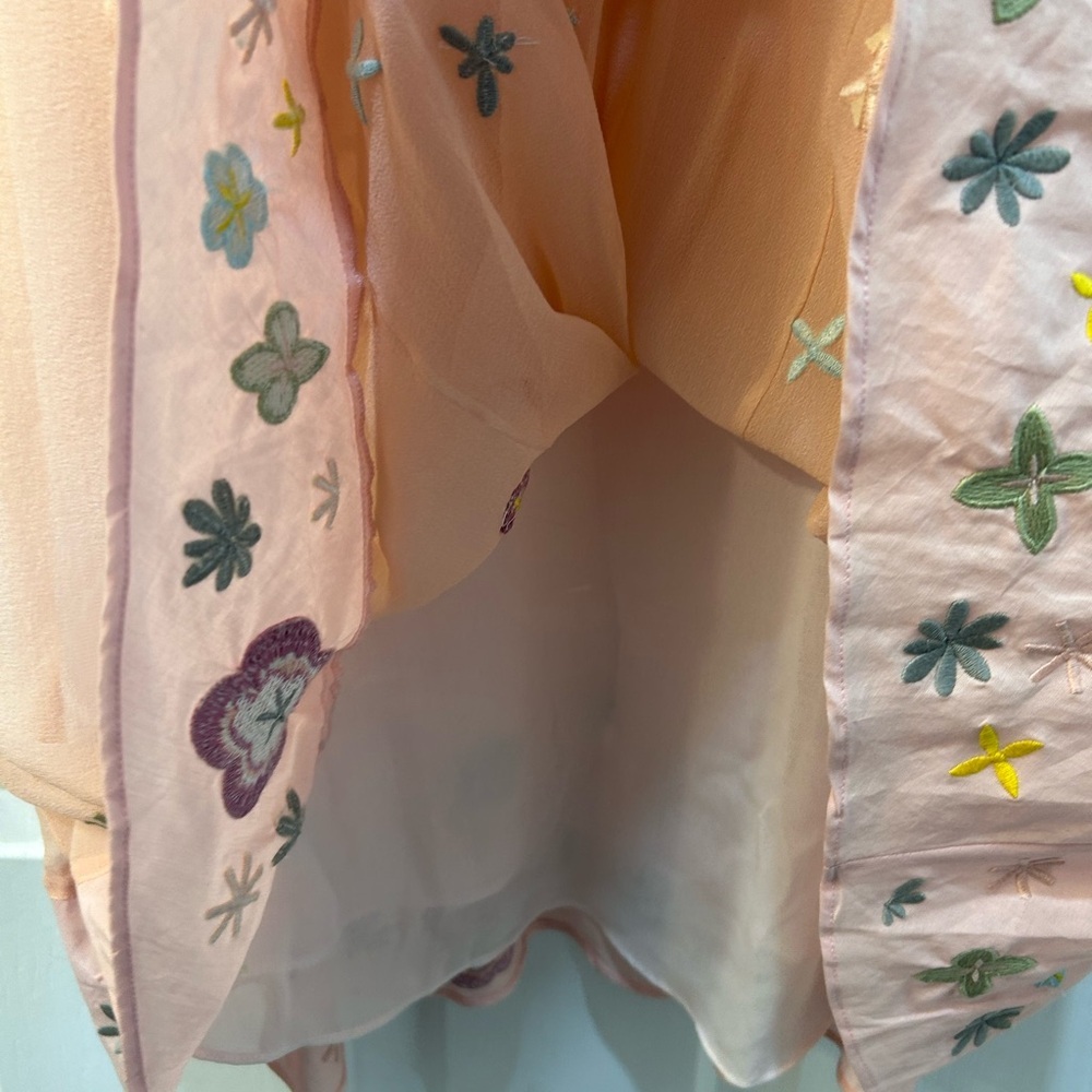 NWT Lapis Embroidered Pink Silk Dress Sz S Feminine Fairy Wedding Guest Side Zip - Picture 6 of 11